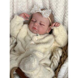 🆕 Reborn Baby Doll Cream Hand Painted Hair Asleep Cuddly Body Premie Xmas Gift